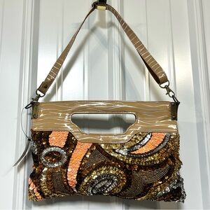 Vintage Y2K Multicolor Sequin Hobo Slouch Shoulder Bag Tote Handbag Purse-NEW